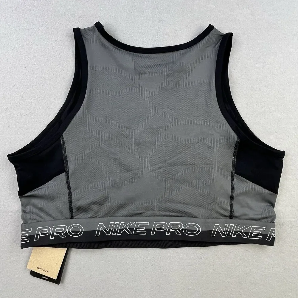 Nike Pro Training Tank Top Sports Bra Size Large Black Dri-Fit DX0061-010 NEW